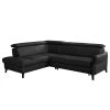 Loftscape Canapé d’angle Junin - Cuir véritable / Imitation cuir - Noir - Méridienne longue à gauche (vue de face) - Fonction couchage - Coffre de lit