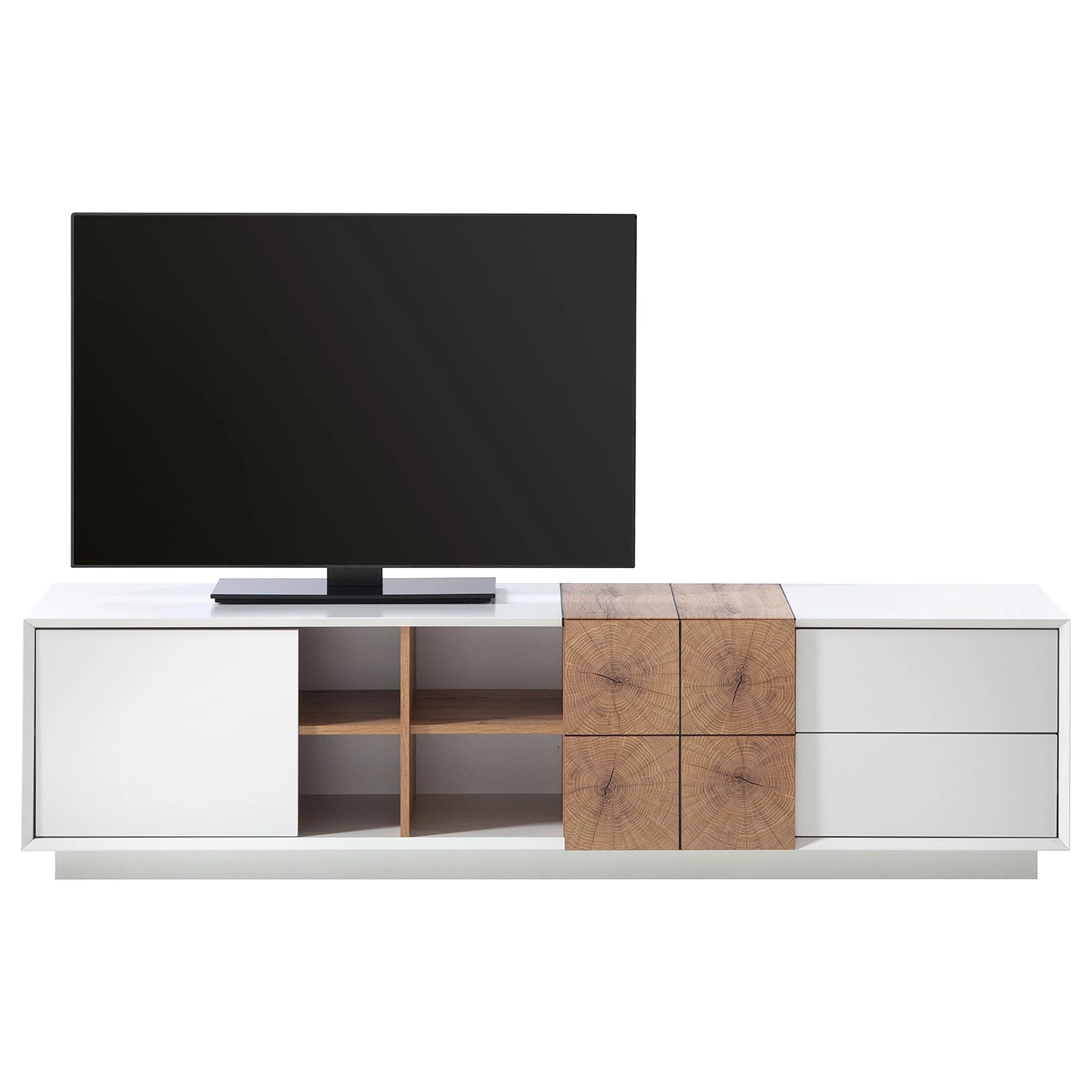 Loftscape Meuble TV Crecora - Blanc / Imitation chêne à grain fin 9 Loftscape Meuble TV Crecora - Blanc / Imitation chêne à grain fin – Image 7