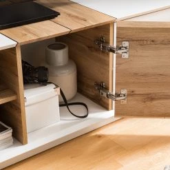 Loftscape Meuble TV Crecora - Blanc / Imitation chêne à grain fin 36 Loftscape Meuble TV Crecora - Blanc / Imitation chêne à grain fin -Meubles de salon Soldes 1000191826 200930 14361000015 DETAILS P000000001000191826