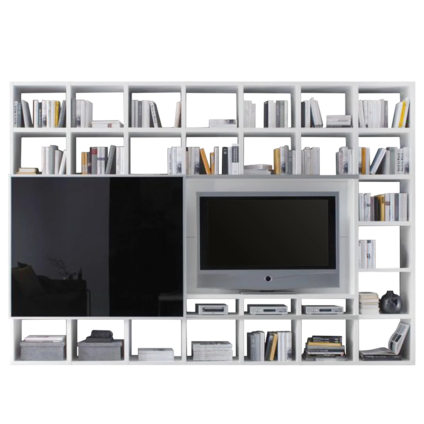 Loftscape Ensemble meuble TV Empire - Blanc brillant / Noir 4 Loftscape Ensemble meuble TV Empire - Blanc brillant / Noir – Image 2
