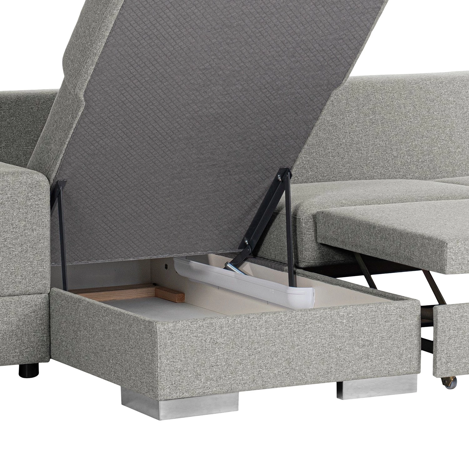 Loftscape Canapé d’angle Vassy - Tissu - Gris clair - Méridienne courte à gauche (vue de face) - Plateau 15 Loftscape Canapé d’angle Vassy - Tissu - Gris clair - Méridienne courte à gauche (vue de face) - Plateau – Image 13