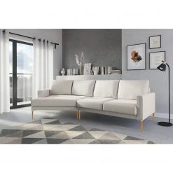 Norrwood Canapé d’angle Sauvo I - Velours - Tissu Meara: Gris clair - Méridienne courte à gauche (vue de face) -Meubles de salon Soldes 1000193060 220126 08571100020 MOOD DETAILS P000000001000193060 mood