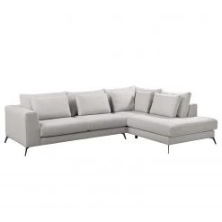 Fredriks Canapé d’angle Ranua - Tissu - Galet - Méridienne longue à droite (vue de face)