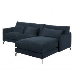 Fredriks Canapé d’angle Paimio - Velours - Bleu foncé - Méridienne courte à droite (vue de face) -Meubles de salon Soldes 1000194175 191216 16242700522 DETAILS P000000001000194175