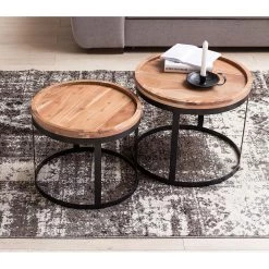 Naturoo Bouts de canapé Palos I (lot de 2) - Acacia massif / Métal - Acacia / Noir -Meubles de salon Soldes 1000194221 200108 10051100122 MOOD DETAILS P000000001000194221 mood