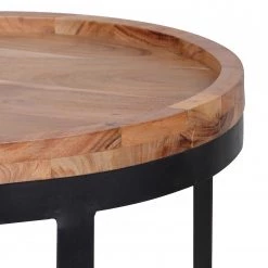 Naturoo Bouts de canapé Palos I (lot de 2) - Acacia massif / Métal - Acacia / Noir -Meubles de salon Soldes 1000194221 200108 10051200125 DETAILS P000000001000194221