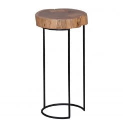 Naturoo Bout de canapé Palos I - Acacia massif / Métal - Acacia / Noir - Hauteur : 55 cm