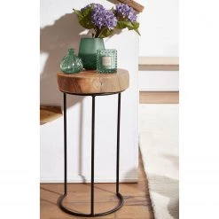 Naturoo Bout de canapé Palos I - Acacia massif / Métal - Acacia / Noir - Hauteur : 55 cm -Meubles de salon Soldes 1000194232 200108 10051900189 MOOD DETAILS P000000001000194232 mood