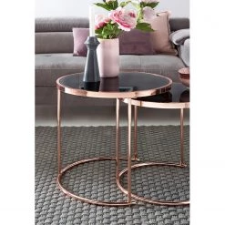 Jack & Alice Tables gigognes Cassapolis (lot de 2) - Verre / Métal - Noir / Cuivre 11 Jack & Alice Tables gigognes Cassapolis (lot de 2) - Verre / Métal - Noir / Cuivre -Meubles de salon Soldes 1000194255 200108 10053900326 DETAILS P000000001000194255