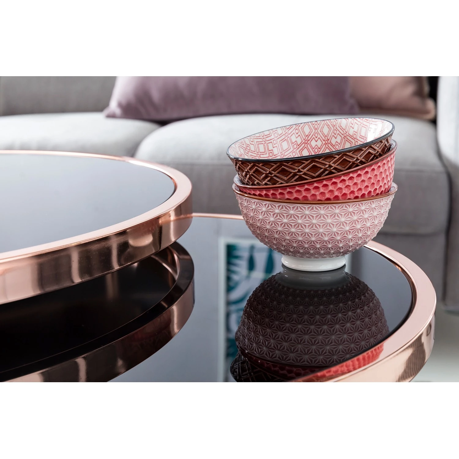 Jack & Alice Tables gigognes Cassapolis (lot de 2) - Verre / Métal - Noir / Cuivre 7 Jack & Alice Tables gigognes Cassapolis (lot de 2) - Verre / Métal - Noir / Cuivre – Image 5