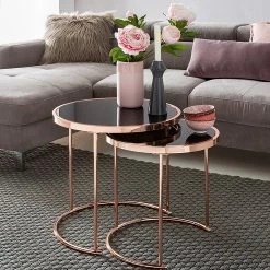 Jack & Alice Tables gigognes Cassapolis (lot de 2) - Verre / Métal - Noir / Cuivre 10 Jack & Alice Tables gigognes Cassapolis (lot de 2) - Verre / Métal - Noir / Cuivre -Meubles de salon Soldes 1000194255 200108 10053900328 MOOD DETAILS P000000001000194255 mood