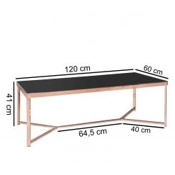 Jack & Alice Table basse Southlake - Verre / Métal - Noir / Cuivre -Meubles de salon Soldes 1000194265 200108 10054800392 SKETCH DETAILS P000000001000194265 sketch