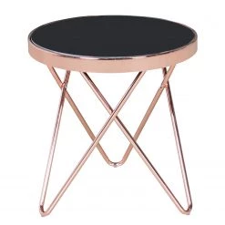 Jack & Alice Bout de canapé Morgan - Verre / Métal - Noir / Cuivre