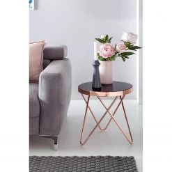 Jack & Alice Bout de canapé Morgan - Verre / Métal - Noir / Cuivre -Meubles de salon Soldes 1000194267 200108 10054900402 MOOD DETAILS P000000001000194267 mood