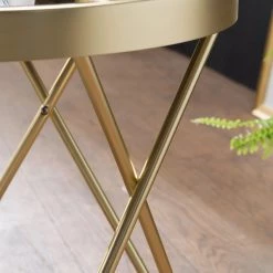 Jack & Alice Bout de canapé Morgan - Verre / Métal - Noir / Doré -Meubles de salon Soldes 1000194301 200108 10061900596 DETAILS P000000001000194301