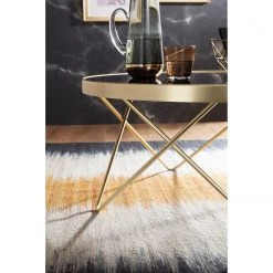 Jack & Alice Table basse Morgan - Verre / Métal - Noir / Doré -Meubles de salon Soldes 1000194305 200108 10062300626 DETAILS P000000001000194305