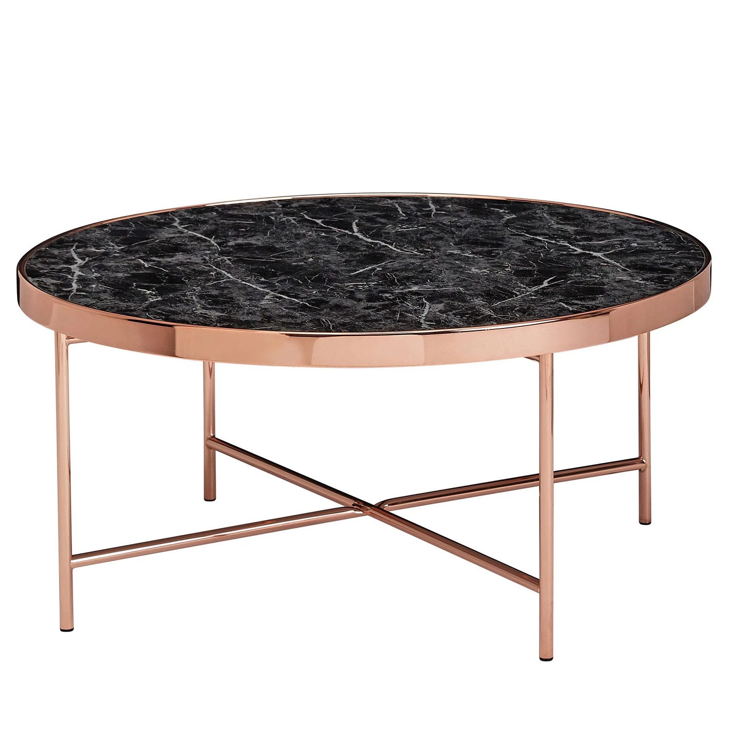 Jack & Alice Table basse Cushina - Verre / métal - Imitation marbre noir / Cuivre 3 Jack & Alice Table basse Cushina - Verre / métal - Imitation marbre noir / Cuivre
