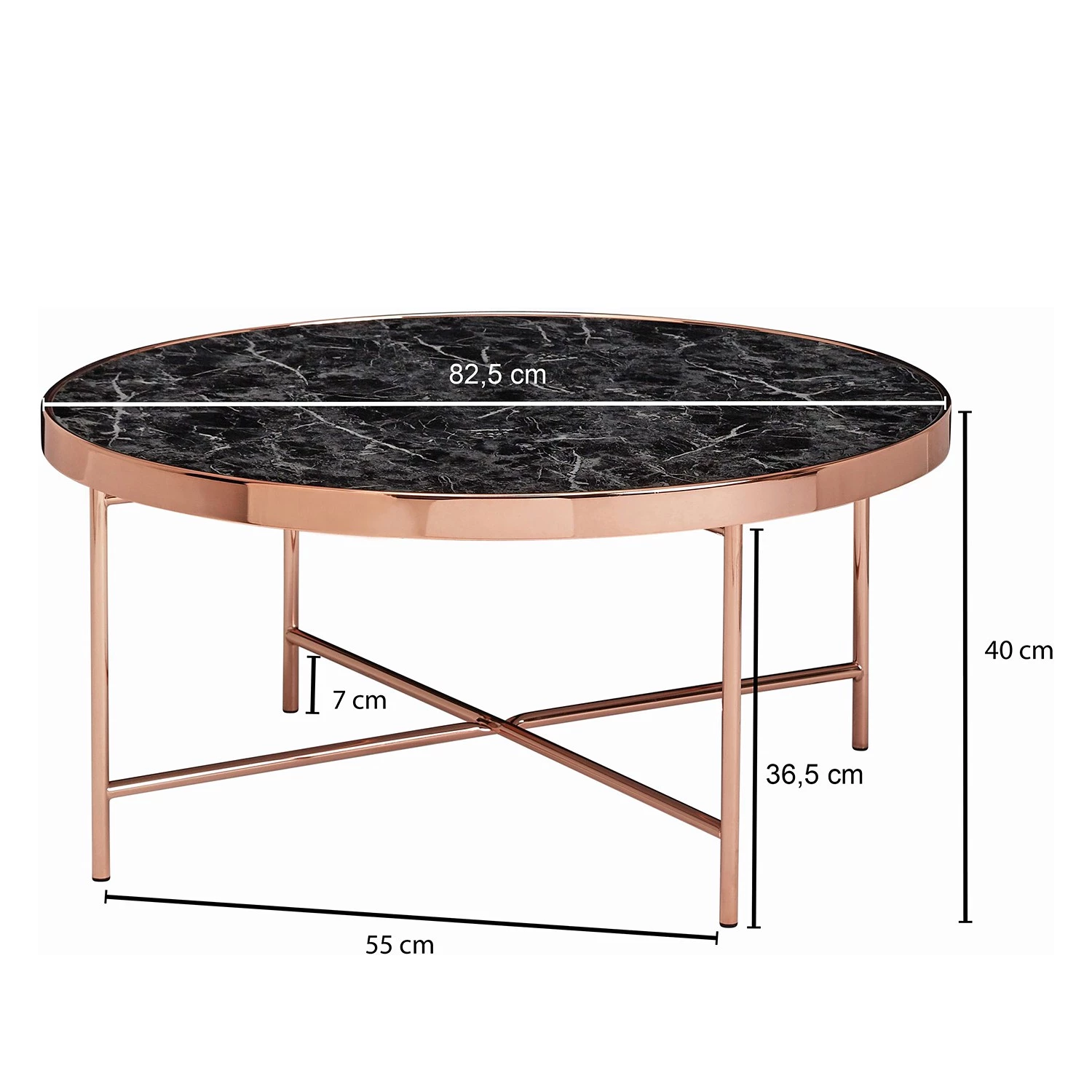 Jack & Alice Table basse Cushina - Verre / métal - Imitation marbre noir / Cuivre 7 Jack & Alice Table basse Cushina - Verre / métal - Imitation marbre noir / Cuivre – Image 5