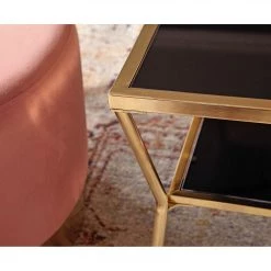 Jack & Alice Table basse Ballyboe - Verre / Métal - Noir / Doré -Meubles de salon Soldes 1000194311 200108 10062800665 DETAILS P000000001000194311