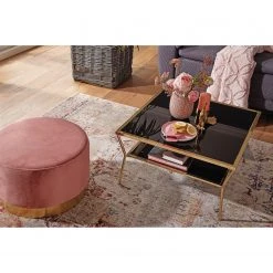 Jack & Alice Table basse Ballyboe - Verre / Métal - Noir / Doré -Meubles de salon Soldes 1000194311 200108 10062800666 MOOD DETAILS P000000001000194311 mood