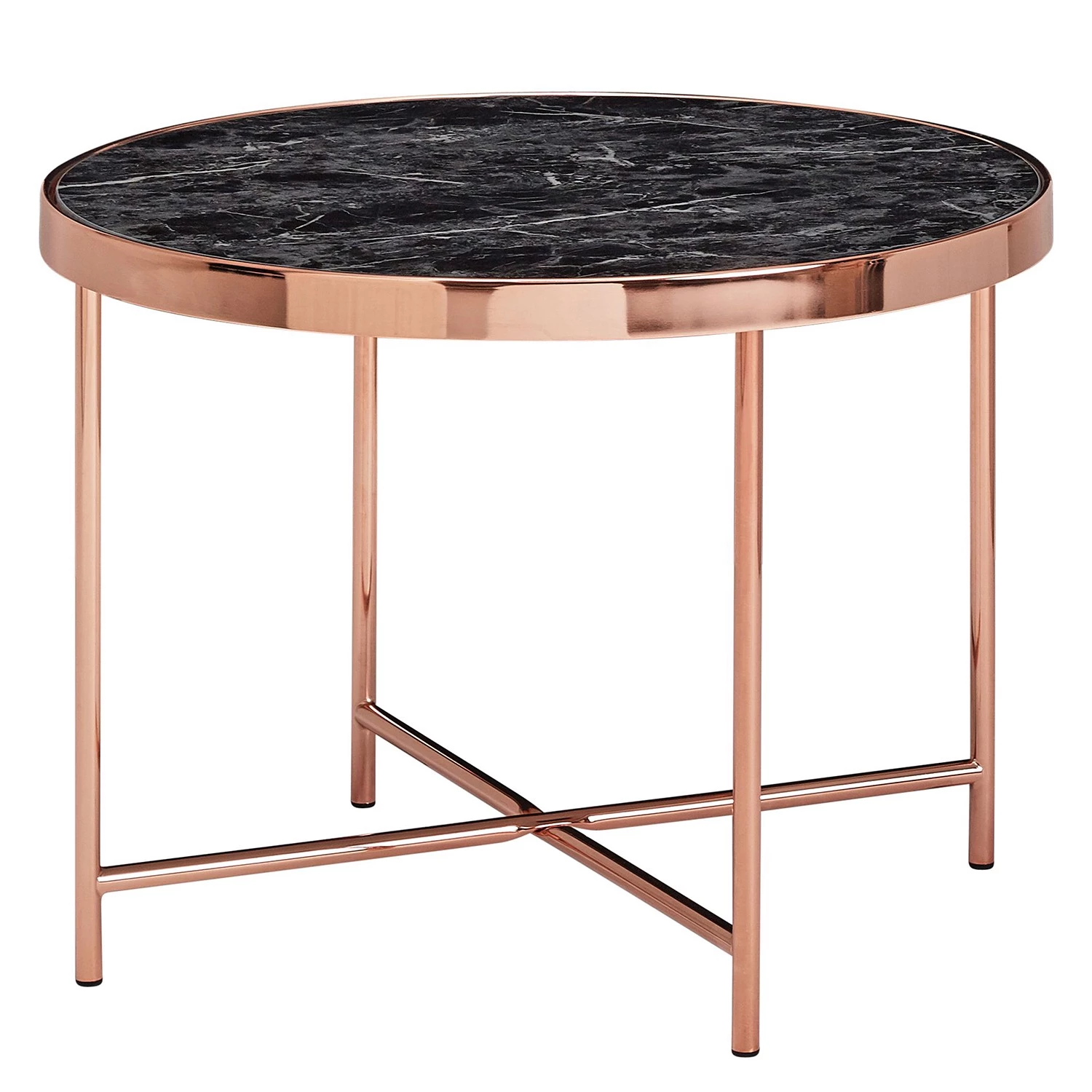 Jack & Alice Bout de canapé Cushina - Verre / métal - Imitation marbre noir / Cuivre 3 Jack & Alice Bout de canapé Cushina - Verre / métal - Imitation marbre noir / Cuivre