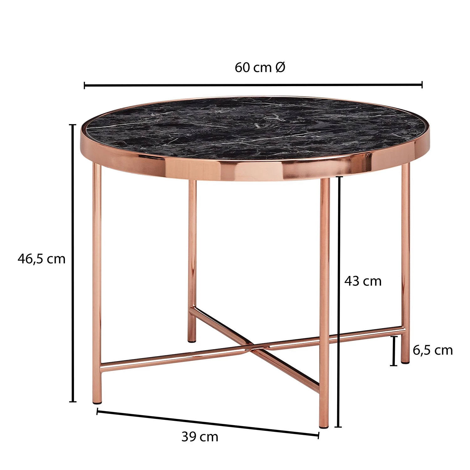 Jack & Alice Bout de canapé Cushina - Verre / métal - Imitation marbre noir / Cuivre 7 Jack & Alice Bout de canapé Cushina - Verre / métal - Imitation marbre noir / Cuivre – Image 5