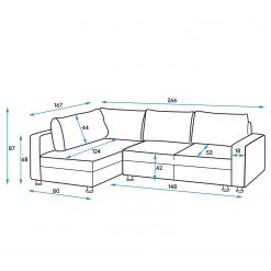 Fredriks Canapé d’angle Upwell II - Microfibre - Gris foncé - Méridienne longue à gauche (vue de face) -Meubles de salon Soldes 1000196279 200224 14474200788 SKETCH DETAILS P000000001000196279 sketch