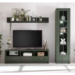 Ridgevalley Meubles TV muraux Beauville I ( 3 élém.) - Vert mousse / Doré