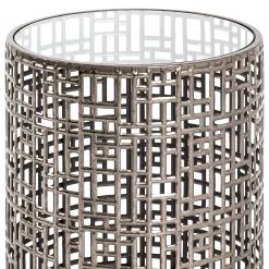 Red Living Bout de canapé Uvana I - Verre / Acier - Argenté vieilli -Meubles de salon Soldes 1000196489 191211 14163000044 DETAILS P000000001000196489