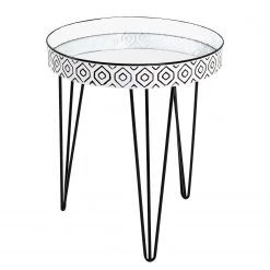 Norrwood Bout de canapé Ponemah I - Verre / Acier - Noir / Blanc