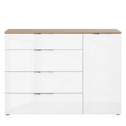 Maja Möbel Commode Trend V - Verre - Blanc / Imitation chêne Sonoma -Meubles de salon Soldes 1000197467 191129 08041900003 DETAILS P000000001000197467