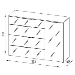 Maja Möbel Commode Trend V - Verre - Blanc / Imitation chêne Sonoma -Meubles de salon Soldes 1000197467 191129 08042000006 SKETCH DETAILS P000000001000197467 sketch