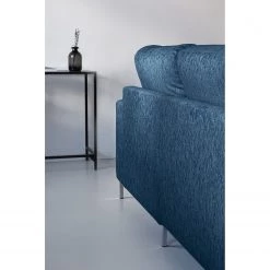 Fredriks Canapé d'angle Fiesta I - Tissu structuré - Bleu jean - Méridienne courte à droite (vue de face) - Avec fonction couchage -Meubles de salon Soldes 1000198227 201210 09575900012 DETAILS P000000001000198227