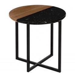 Temahome Bout de canapé Sonata - Marbre / Acier - Noyer / Noir -Meubles de salon Soldes 1000198867 191209 09463400078 DETAILS P000000001000198867