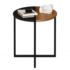 Temahome Bout de canapé Sonata - Marbre / Acier - Noyer / Noir -Meubles de salon Soldes 1000198867 191209 09463400080 DETAILS P000000001000198867