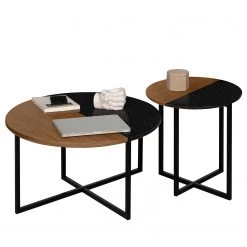 Temahome Bout de canapé Sonata - Marbre / Acier - Noyer / Noir -Meubles de salon Soldes 1000198867 191209 09463500082 DETAILS P000000001000198867