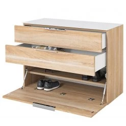 Maja Möbel Armoire murale Shino - Verre - Blanc / Imitation chêne -Meubles de salon Soldes 1000199026 191211 12331300023 DETAILS P000000001000199026