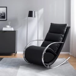 Fredriks Rocking chair Fox II - Imitation cuir - Noir -Meubles de salon Soldes 1000199047 210430 12434600001 MOOD DETAILS P000000001000199047 mood
