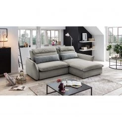 Fredriks Canapé d’angle Coolin - Velours - Platine - Méridienne courte à droite (vue de face) - Sans fonction -Meubles de salon Soldes 1000199869 200225 14063401019 MOOD DETAILS P000000001000199869 mood