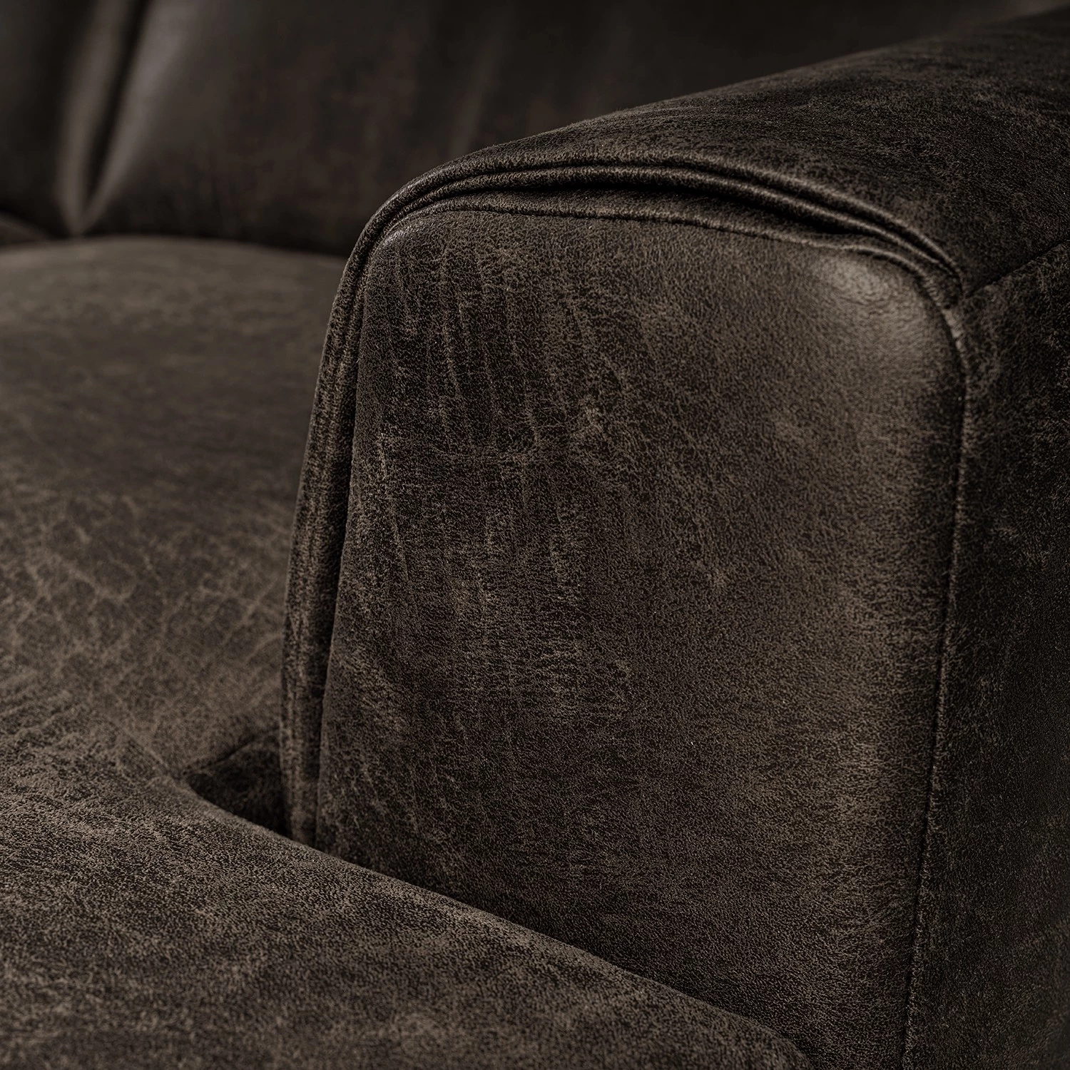 Fredriks Canapé d‘angle Basin II - Imitation cuir - Marron foncé - Méridienne courte à droite (vue de face) 7 Fredriks Canapé d‘angle Basin II - Imitation cuir - Marron foncé - Méridienne courte à droite (vue de face) – Image 5