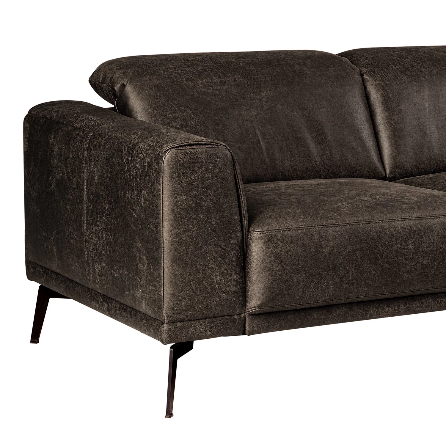 Fredriks Canapé d‘angle Basin II - Imitation cuir - Marron foncé - Méridienne courte à droite (vue de face) 8 Fredriks Canapé d‘angle Basin II - Imitation cuir - Marron foncé - Méridienne courte à droite (vue de face) – Image 6