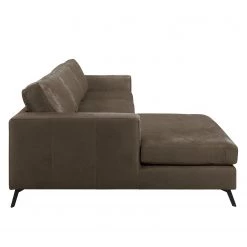 Fredriks Canapé d‘angle Denny I - Microfibre - Marron foncé - Méridienne courte à gauche (vue de face) -Meubles de salon Soldes 1000199995 200205 11530600180 DETAILS P000000001000199995