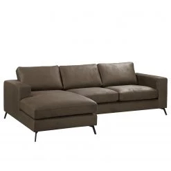 Fredriks Canapé d‘angle Denny I - Microfibre - Marron foncé - Méridienne courte à gauche (vue de face) -Meubles de salon Soldes 1000199995 200205 11530600183 DETAILS P000000001000199995