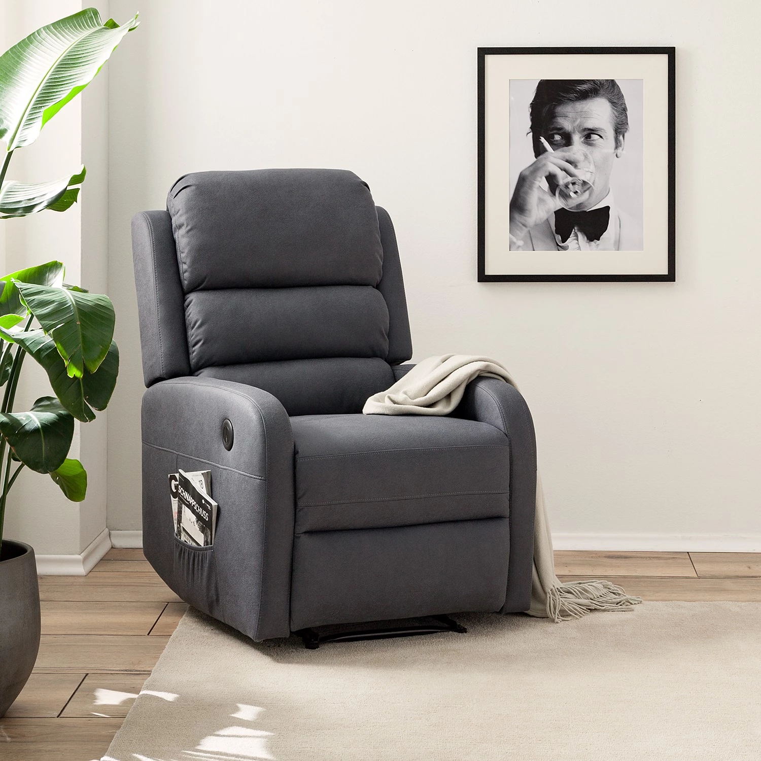 Modoform Fauteuil relax Bartlett - Microfibre - Gris 4 Modoform Fauteuil relax Bartlett - Microfibre - Gris – Image 2