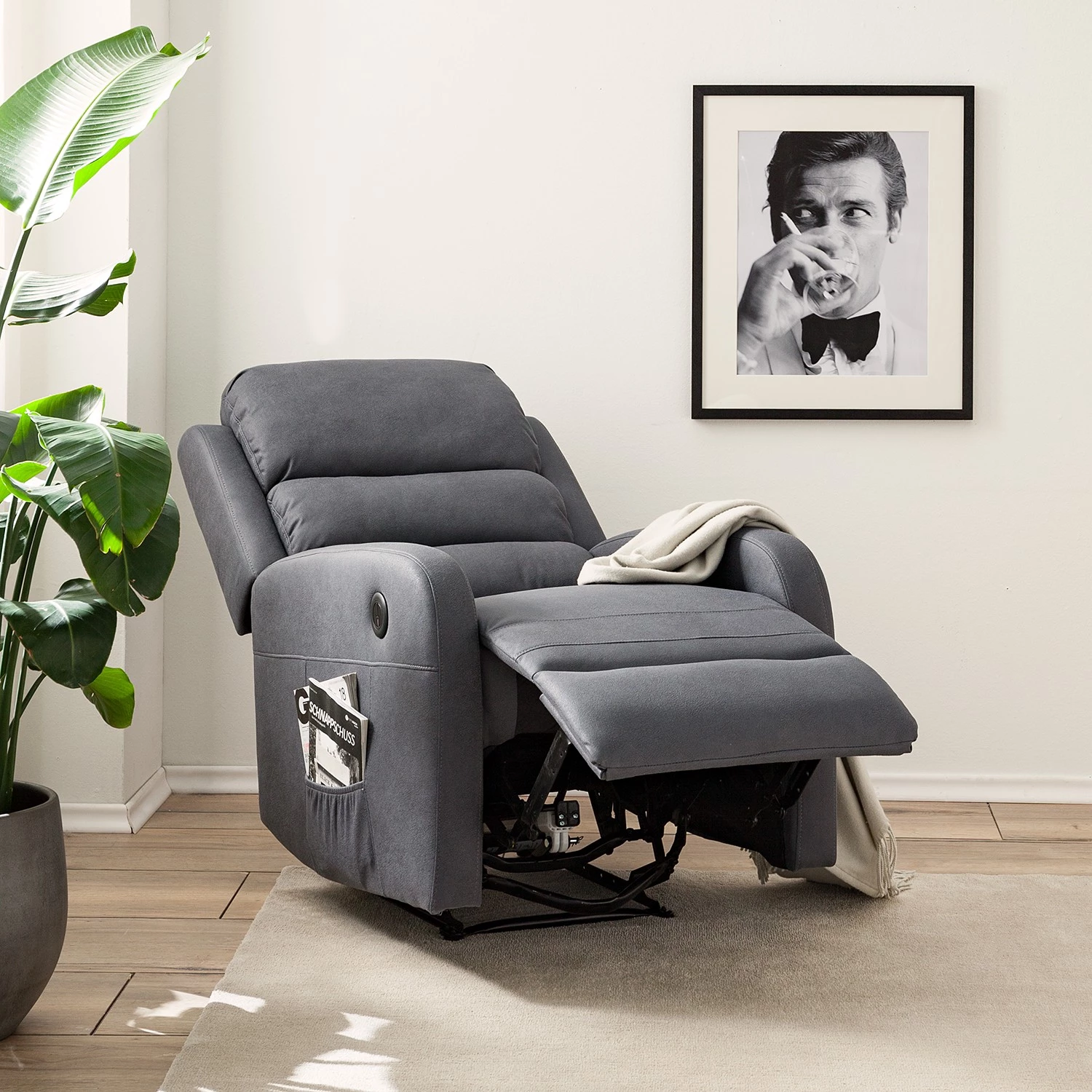 Modoform Fauteuil relax Bartlett - Microfibre - Gris 6 Modoform Fauteuil relax Bartlett - Microfibre - Gris – Image 4