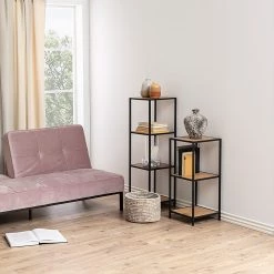 Red Living Étagère Coogee IX - Imitation chêne sauvage / Noir - Hauteur : 83 cm -Meubles de salon Soldes 1000200145 220215 022 MOOD DETAILS P000000001000200145 mood