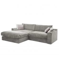 Fredriks Canapé d’angle Dixwell II - Tissage à plat - Gris platine - Méridienne courte à gauche (vue de face)