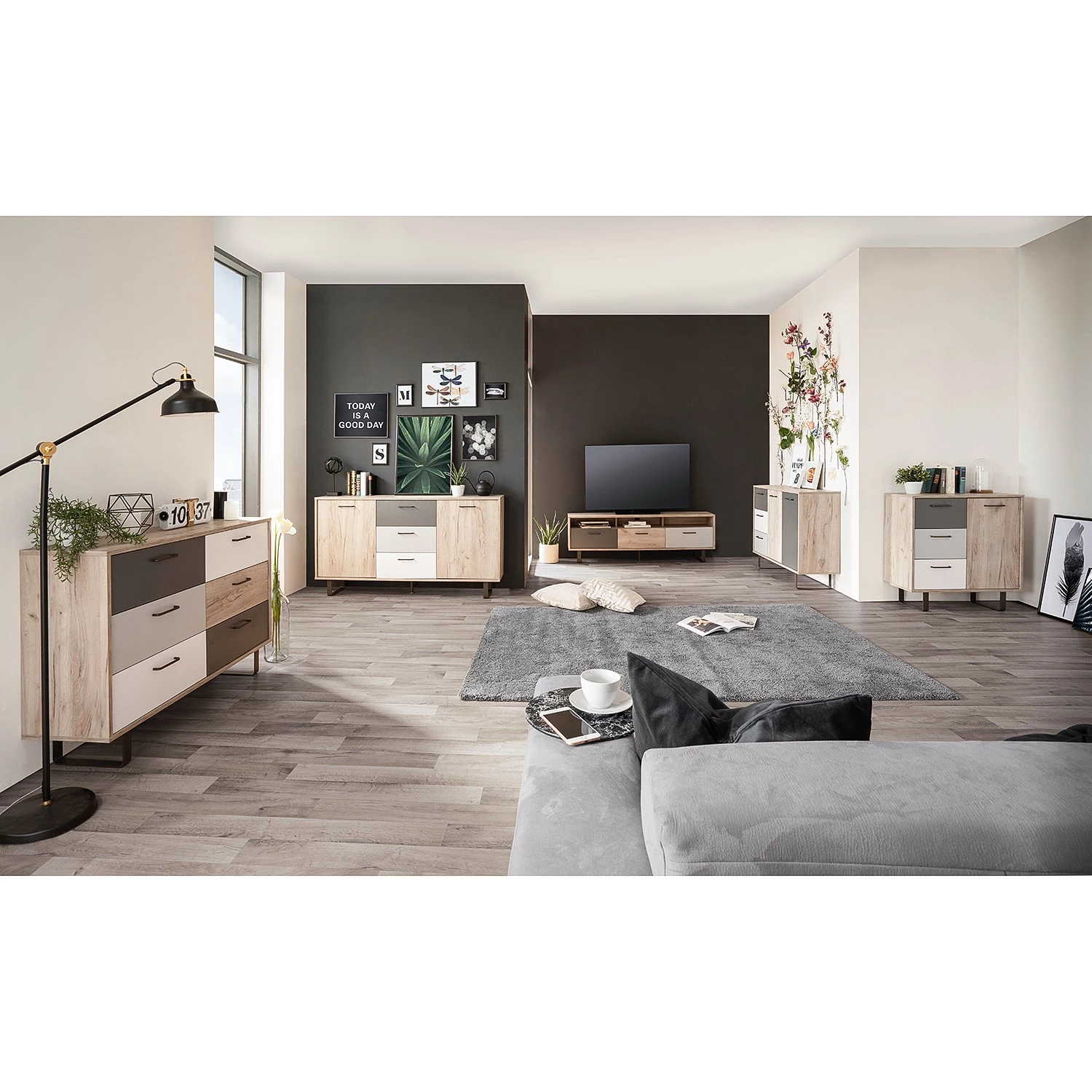 Norrwood Commode Brookton II - Multicolore / Imitation chêne 6 Norrwood Commode Brookton II - Multicolore / Imitation chêne – Image 4