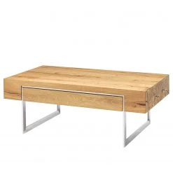 Loftscape Table basse Moab - Placage en chêne véritable - Chêne à nœuds / Argenté