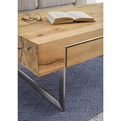 Loftscape Table basse Moab - Placage en chêne véritable - Chêne à nœuds / Argenté -Meubles de salon Soldes 1000202489 200212 13210200025 DETAILS P000000001000202489